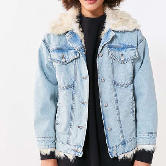 urban outfitters denim fur jacket